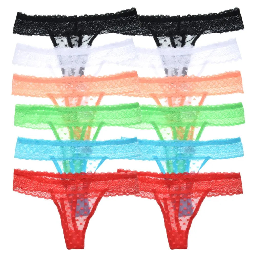 Wholesale Angelina Lace Waist Thongs With Heart Design