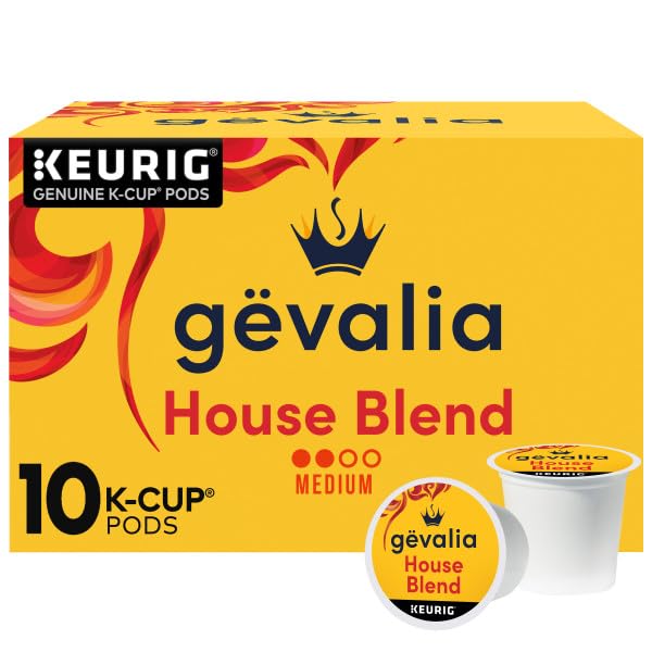 Gevalia House Blend Medium Roast Single Serve Coffee Pods - Smooth & Balanced with Caramel and Citrus Notes - 10 Count (Pack of 1)