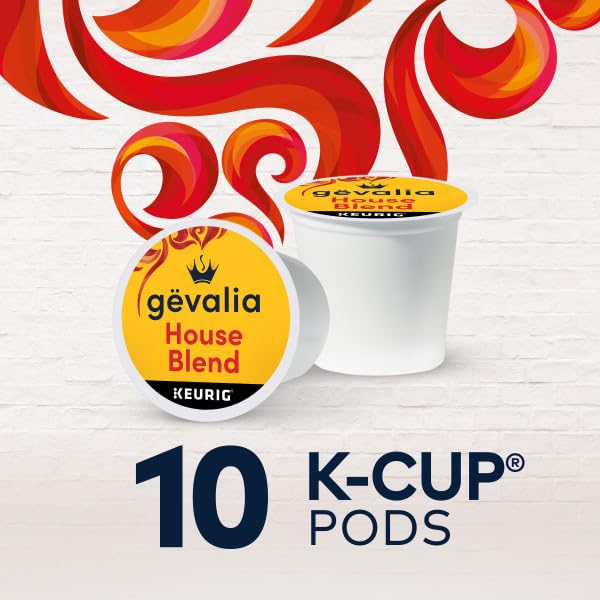 Gevalia House Blend Medium Roast Single Serve Coffee Pods - Smooth & Balanced with Caramel and Citrus Notes - 10 Count (Pack of 1)