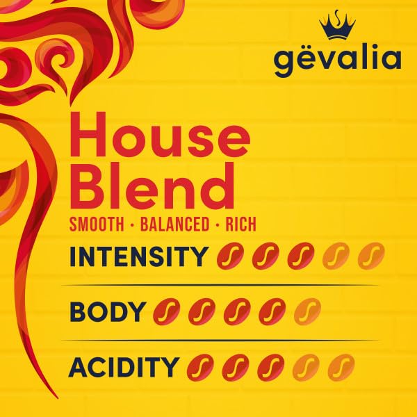 Gevalia House Blend Medium Roast Single Serve Coffee Pods - Smooth & Balanced with Caramel and Citrus Notes - 10 Count (Pack of 1)