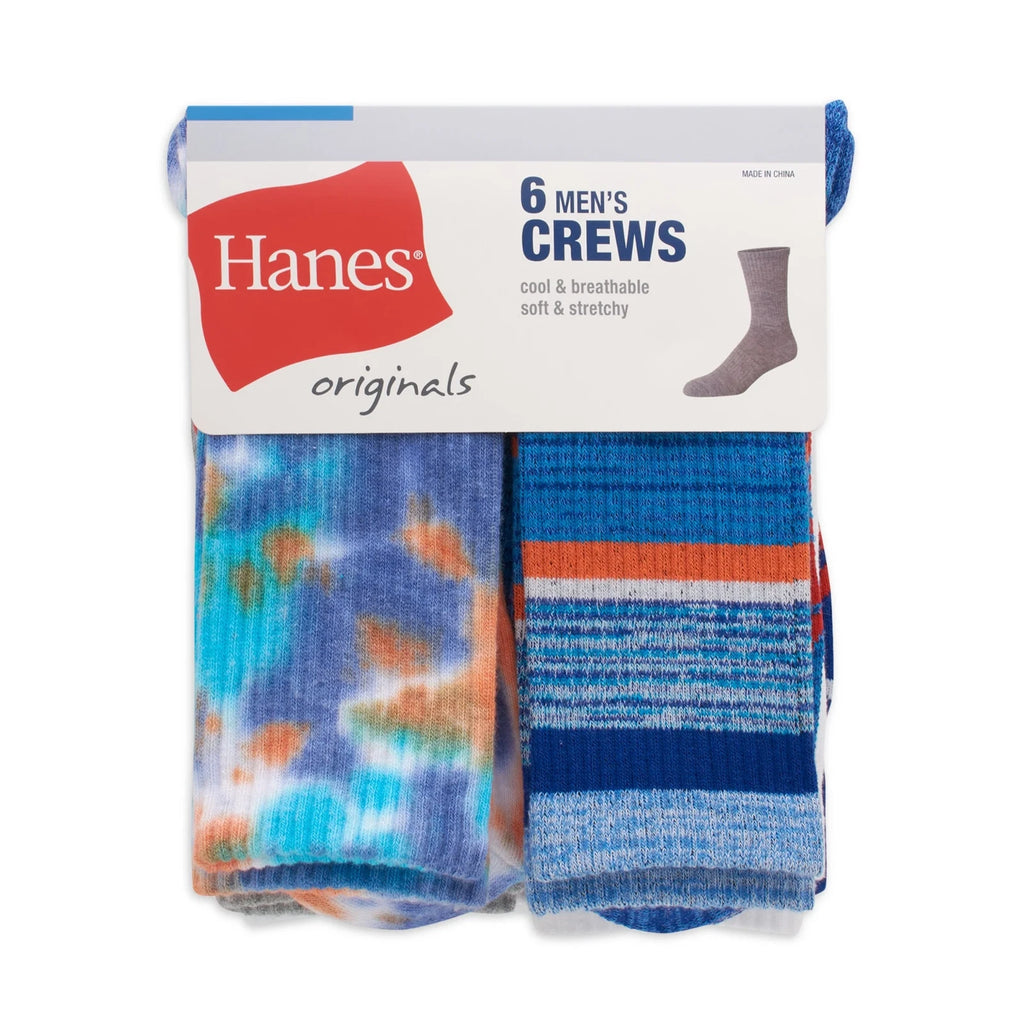 Hanes Originals Men's Crew Socks Multi Color shoe size 6-12